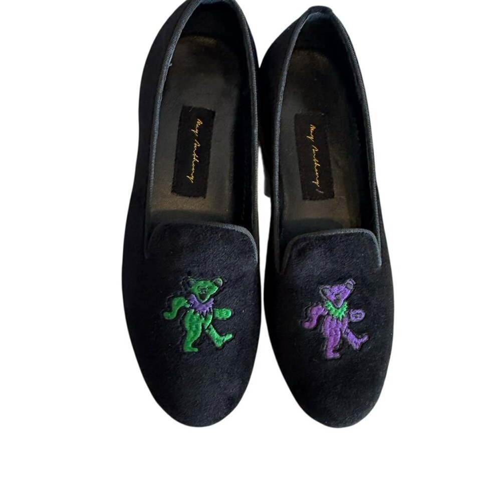 May Anthony Limited Edition Grateful Dead Black Velvet Loafers w/ Dancing Bears - Picture 4 of 14